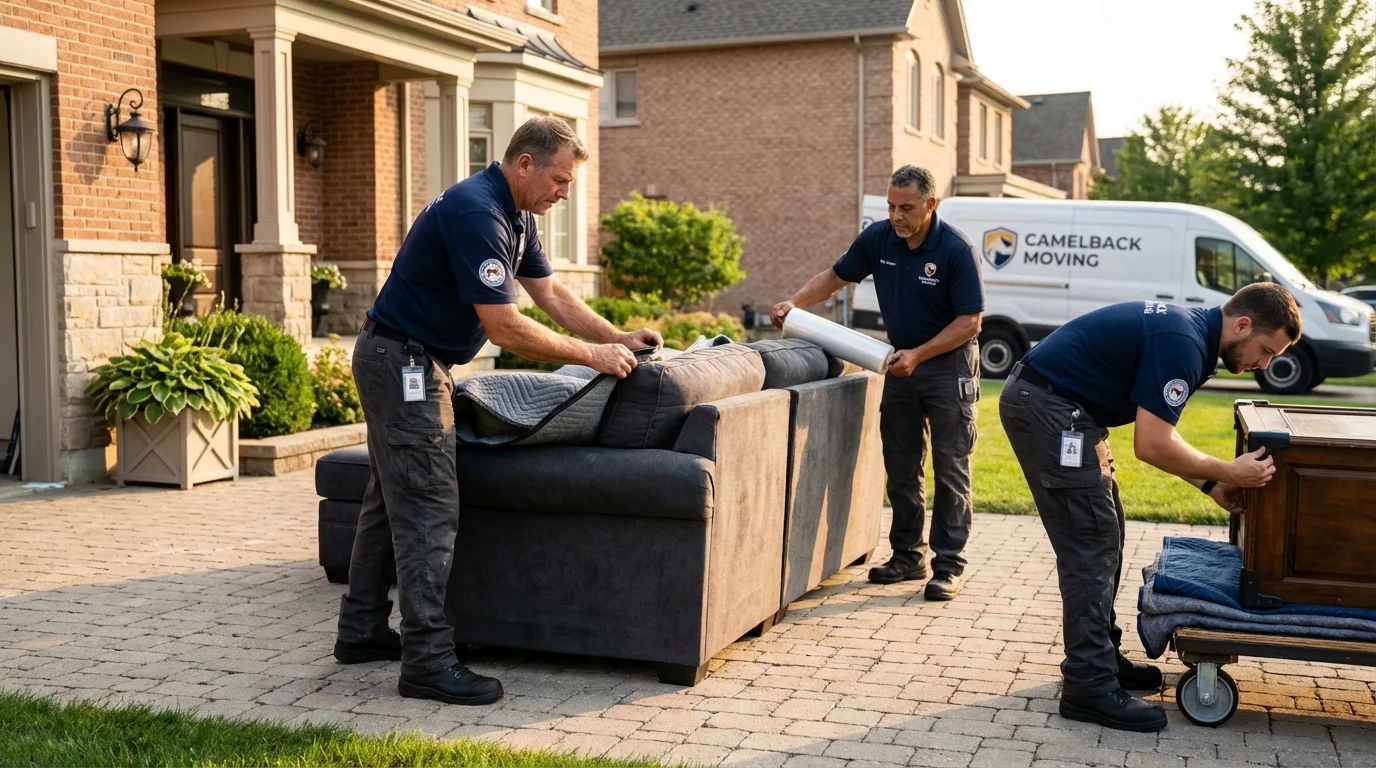 Large estate moving crew wrapping furniture in Alton, MO